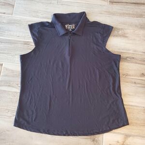 Ladies IBKUL Solid Black Sleeveless Polo Golf Shirt - XXL Womens UPF 50